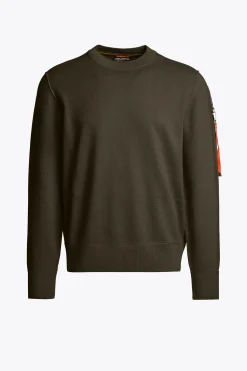 Parajumpers Tricot-BASIC BRAW - TRUI MET RONDE HALS DEEP MOSS