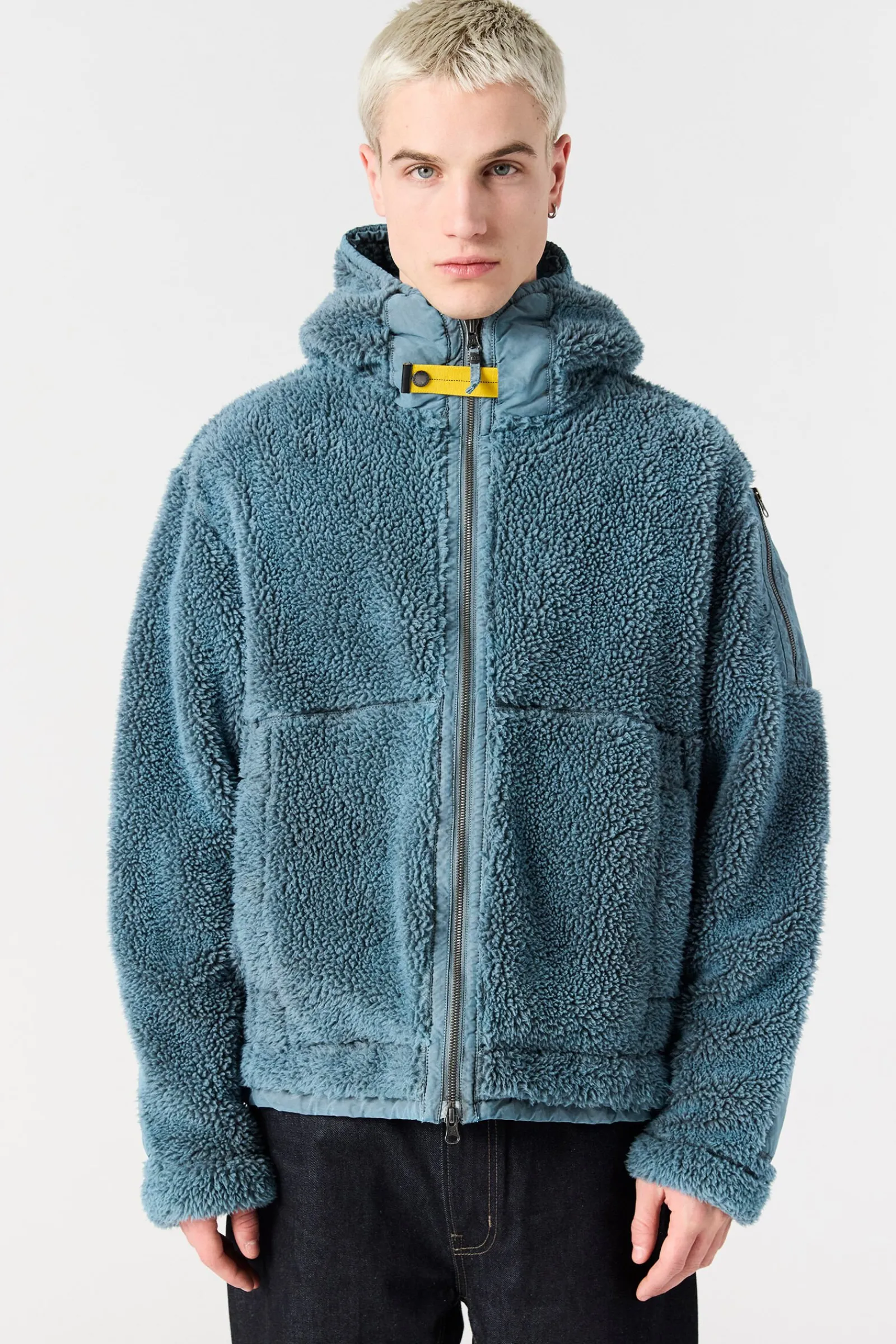 Parajumpers Sweaters-CAMAGLIO - SWEATER MET CAPUCHON VAN KRULLEND FLEECE PURITAN GREY