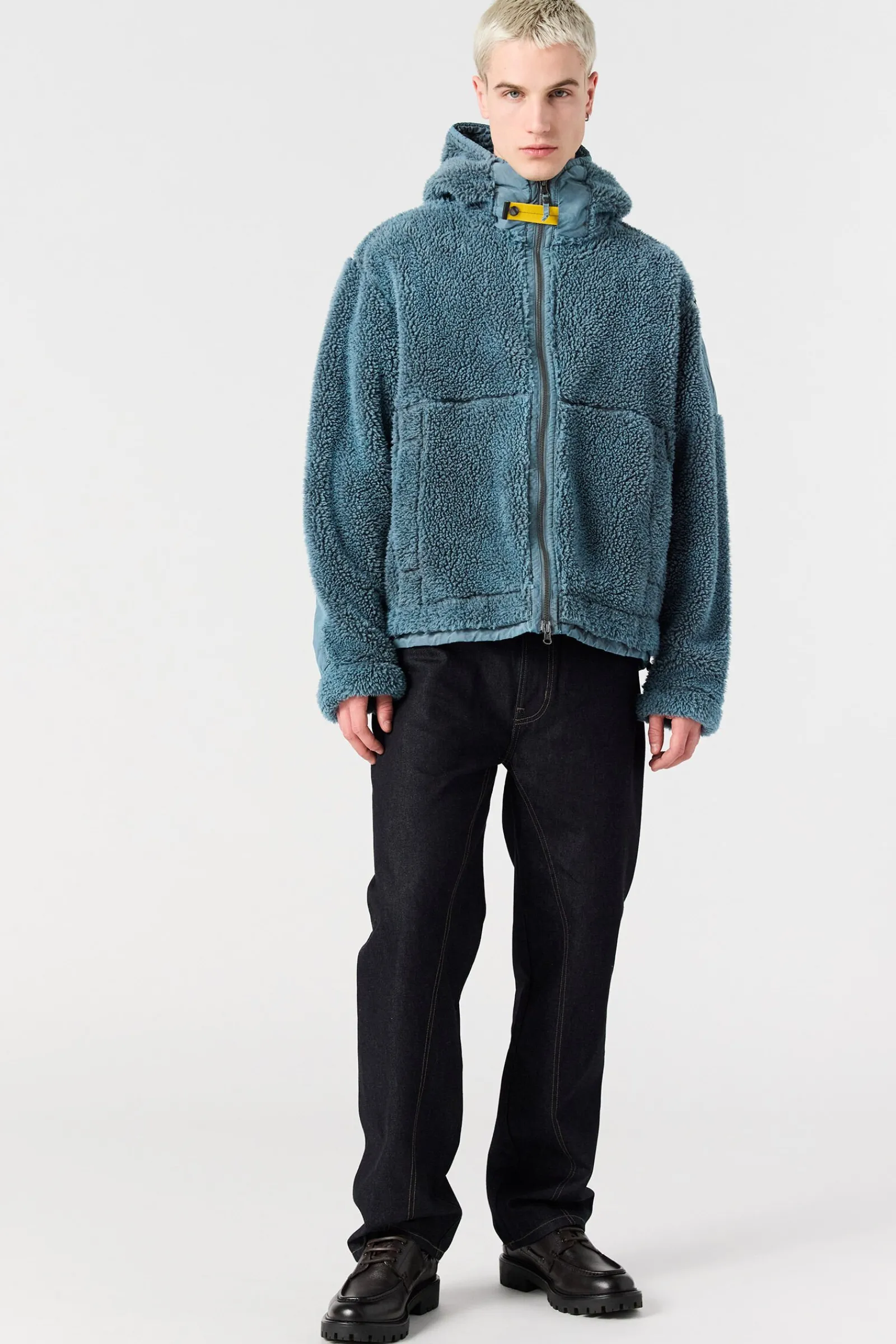 Parajumpers Sweaters-CAMAGLIO - SWEATER MET CAPUCHON VAN KRULLEND FLEECE PURITAN GREY