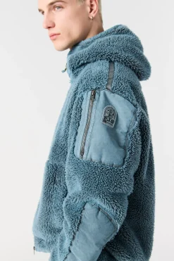 Parajumpers Sweaters-CAMAGLIO - SWEATER MET CAPUCHON VAN KRULLEND FLEECE PURITAN GREY