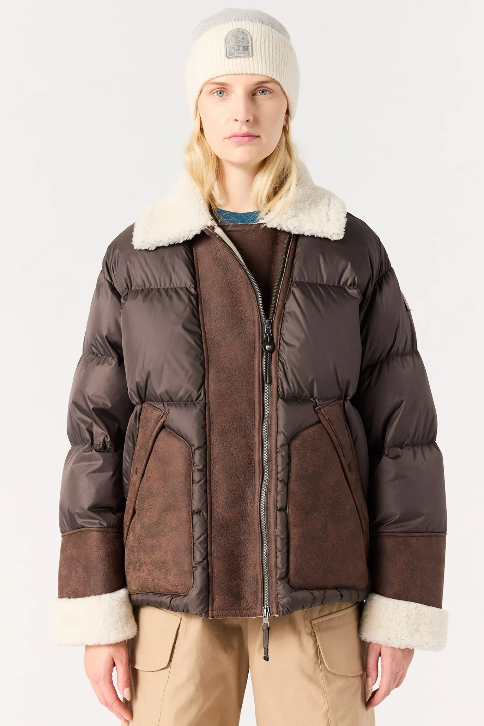 Parajumpers Leren Jasjes|Donsjassen-CHYNA - KORTE DONSJAS EARTH BROWN