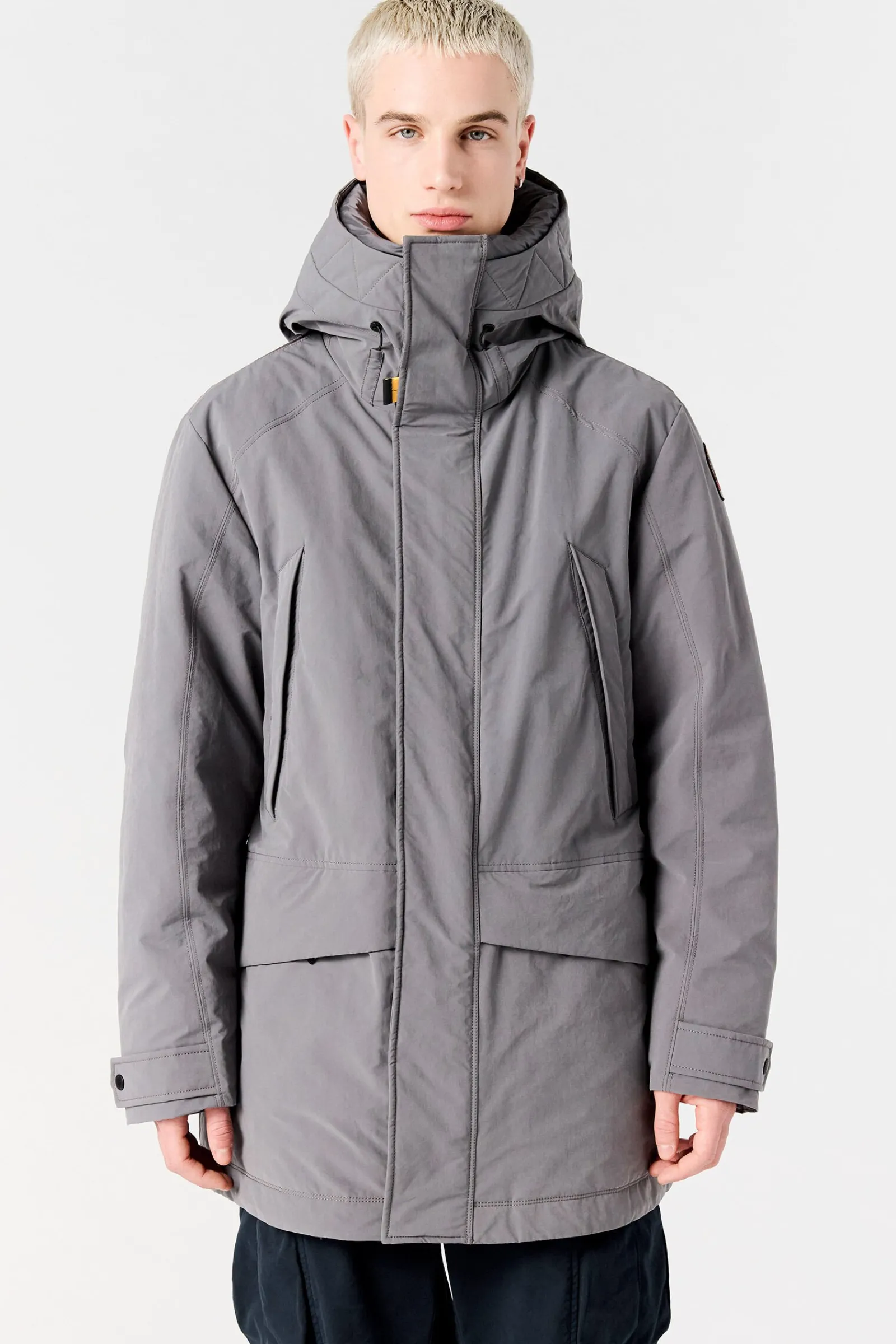 Parajumpers Donsjassen|Jasjes-EFREM - LANG JACK MET CAPUCHON PEWTER