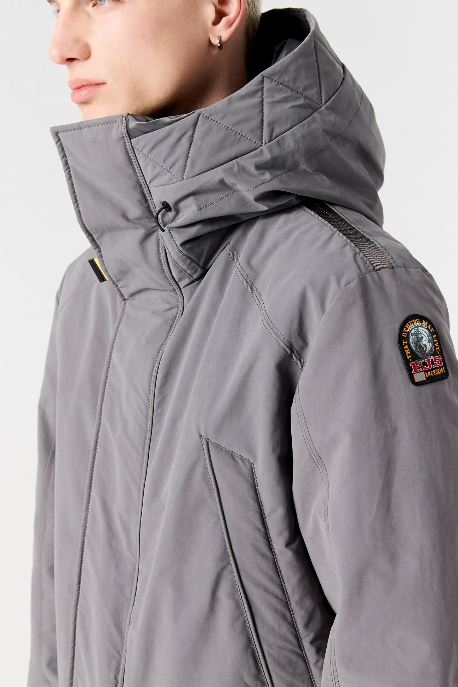 Parajumpers Donsjassen|Jasjes-EFREM - LANG JACK MET CAPUCHON PEWTER