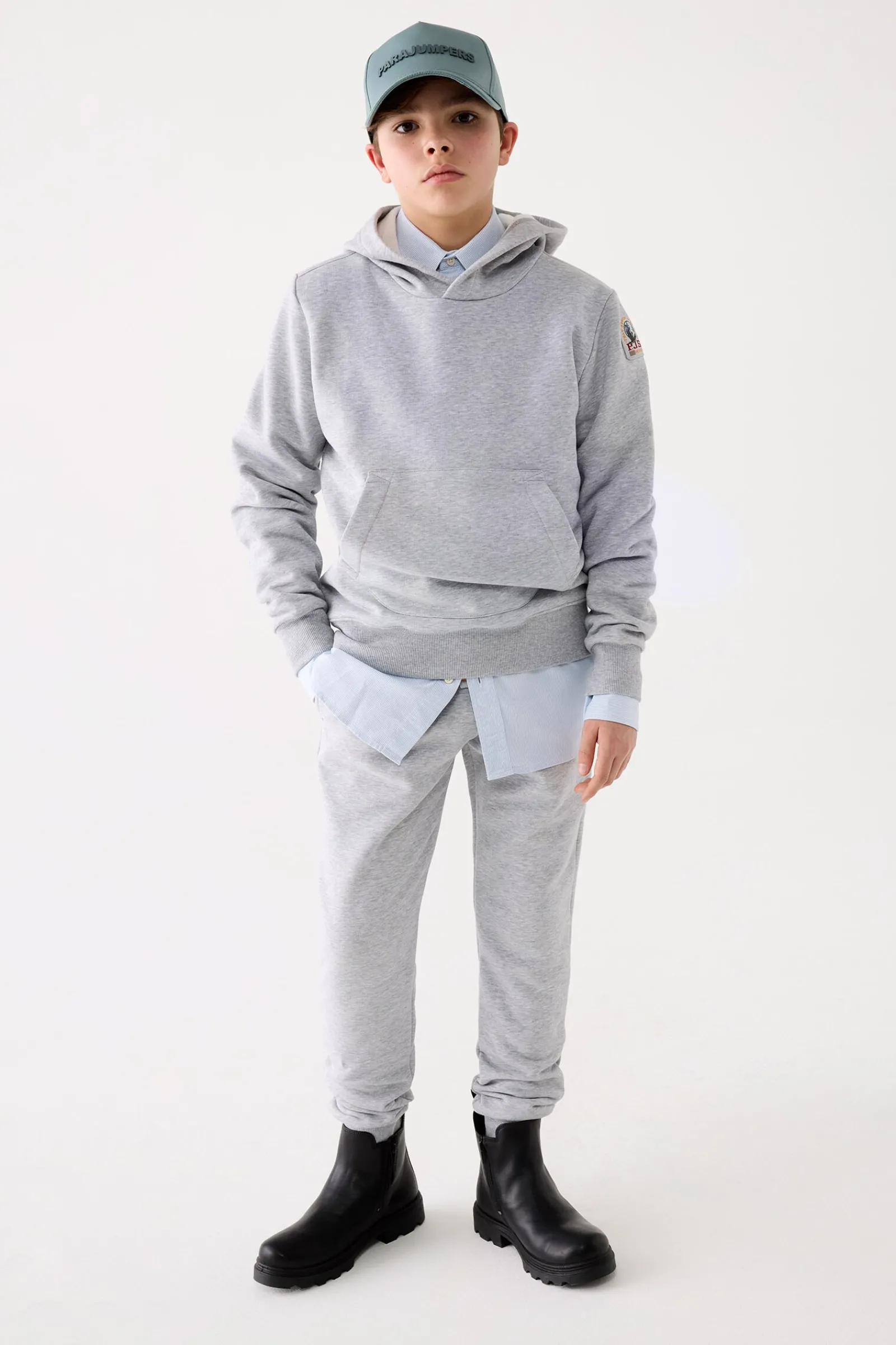 Parajumpers Jongens-EVEREST - FLEECE MET CAPUCHON ASH GREY MELANGE