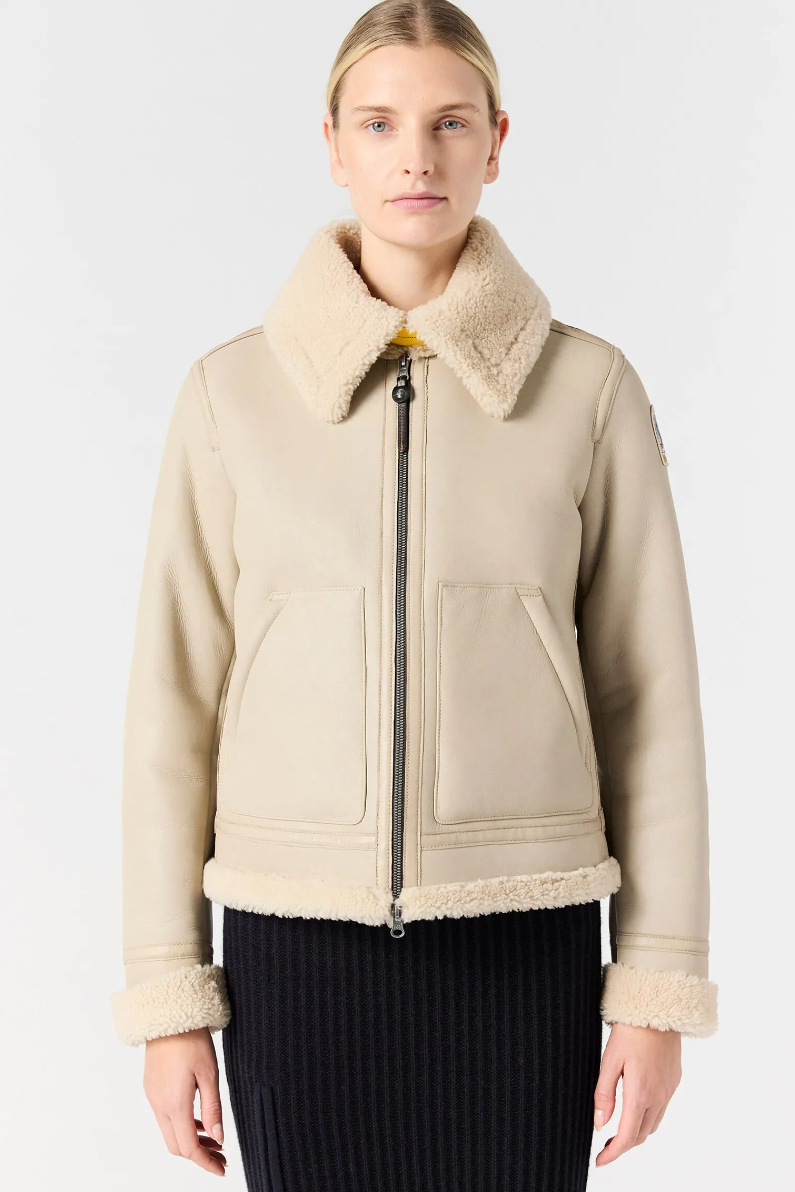 Parajumpers Jasjes|Leren Jasjes-GIALEAN SPECIAL - SHEARLING JACK OAT