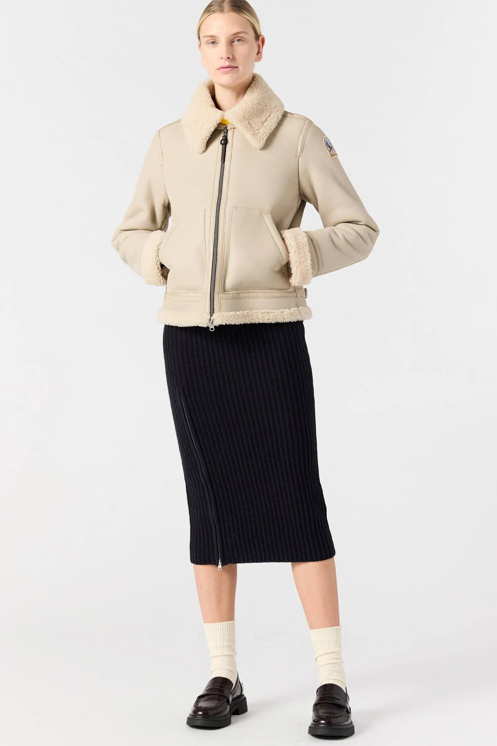 Parajumpers Jasjes|Leren Jasjes-GIALEAN SPECIAL - SHEARLING JACK OAT