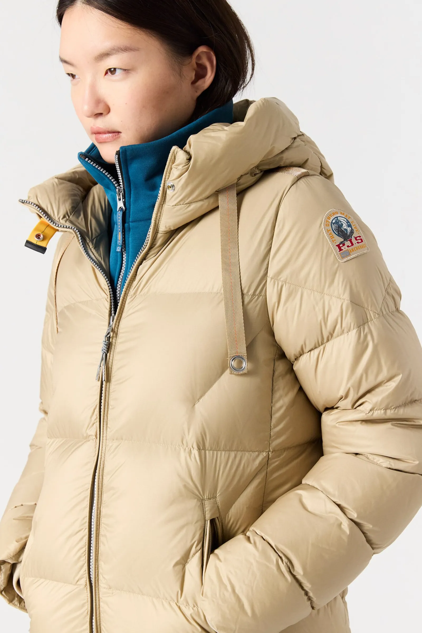 Parajumpers Donsjassen-JANET - DONSJACK MET CAPUCHON OLIVE GREY