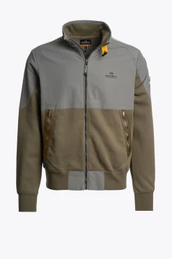 Parajumpers Sweaters-JANGO - FLEECE MET VOLLEDIGE RITS OLIVE GREY-PEWTER