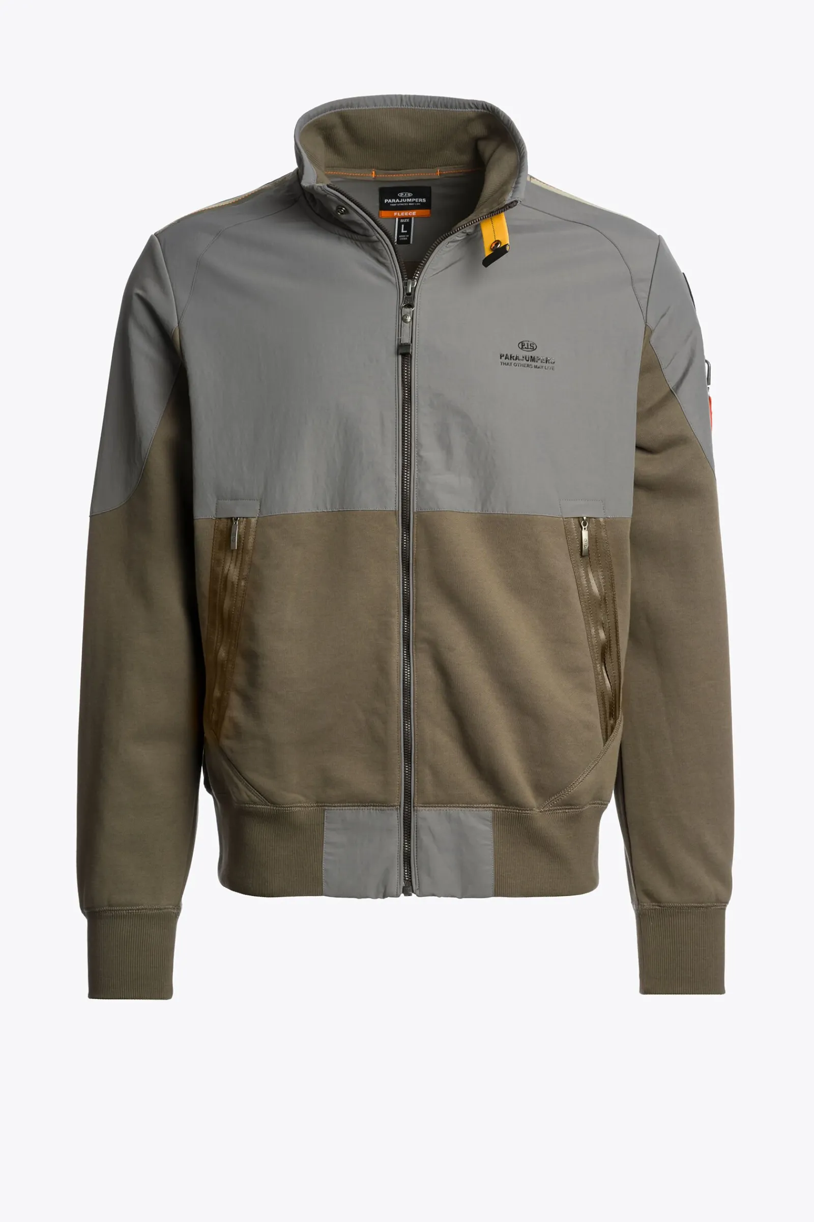 Parajumpers Sweaters-JANGO - FLEECE MET VOLLEDIGE RITS OLIVE GREY-PEWTER