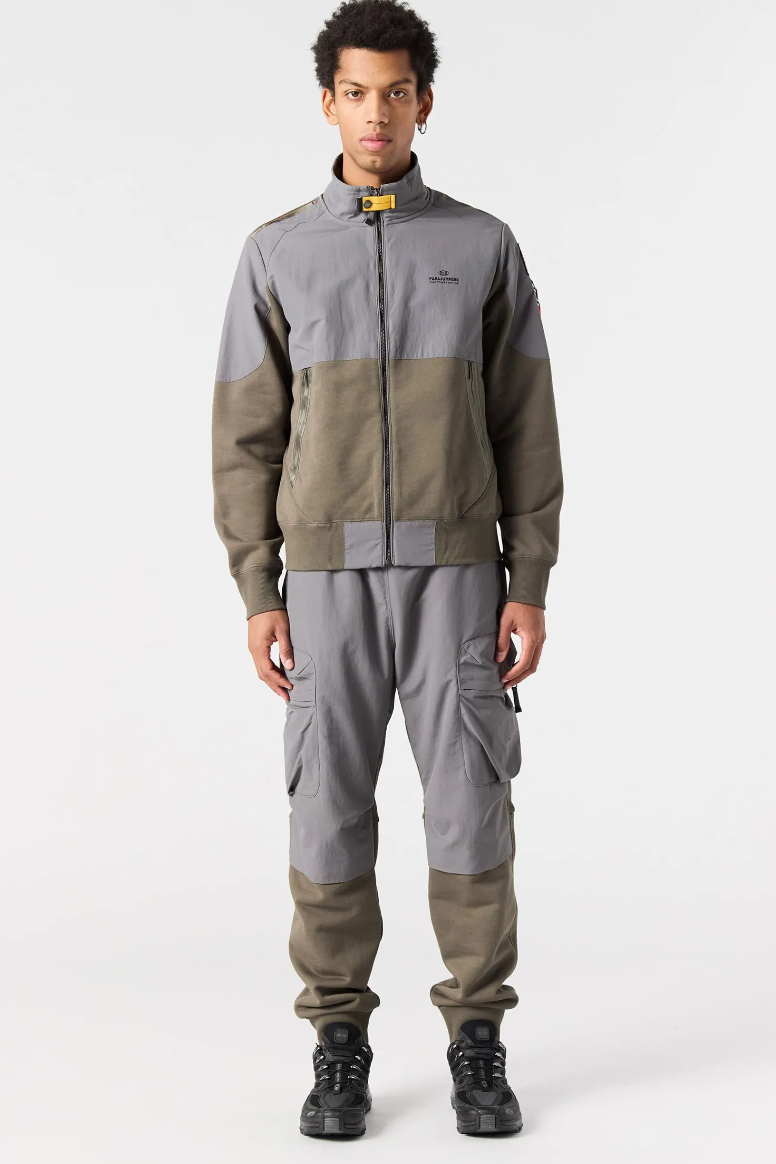 Parajumpers Sweaters-JANGO - FLEECE MET VOLLEDIGE RITS OLIVE GREY-PEWTER