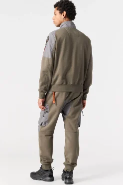 Parajumpers Sweaters-JANGO - FLEECE MET VOLLEDIGE RITS OLIVE GREY-PEWTER