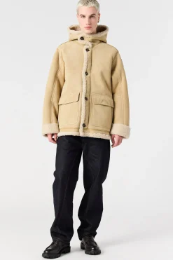 Parajumpers Parka Jas|Leren Jasjes-KIEFER SPECIAL - SHEARLING JACK DESERT KHAKI