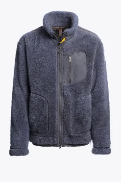 Parajumpers Sweaters-KIMBALL - SWEATER MET VOLLEDIGE RITS VAN KRULLEND FLEECE BLUE NAVY