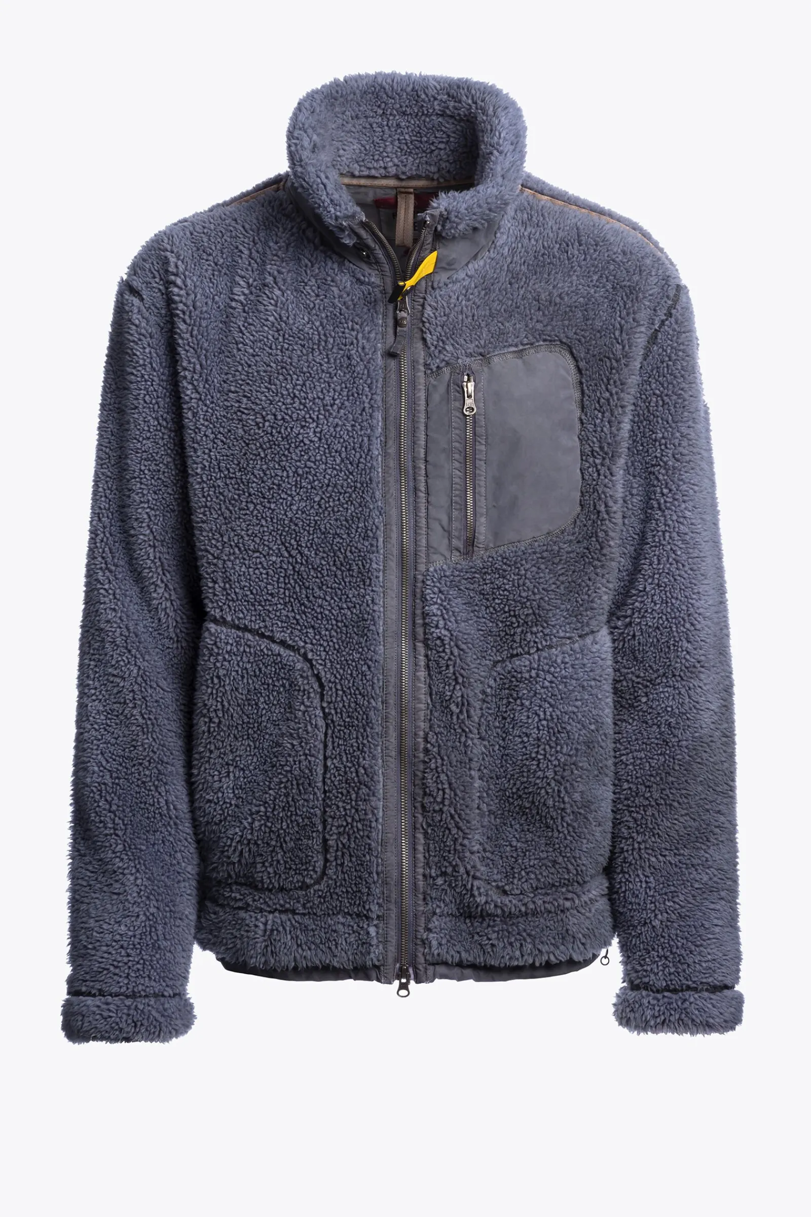 Parajumpers Sweaters-KIMBALL - SWEATER MET VOLLEDIGE RITS VAN KRULLEND FLEECE BLUE NAVY