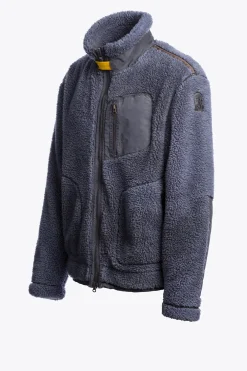 Parajumpers Sweaters-KIMBALL - SWEATER MET VOLLEDIGE RITS VAN KRULLEND FLEECE BLUE NAVY