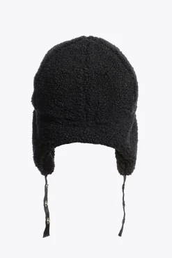 Parajumpers Petten|Petten-POWER - JOCKEYPET VAN KRULLENDE FLEECE BLACK