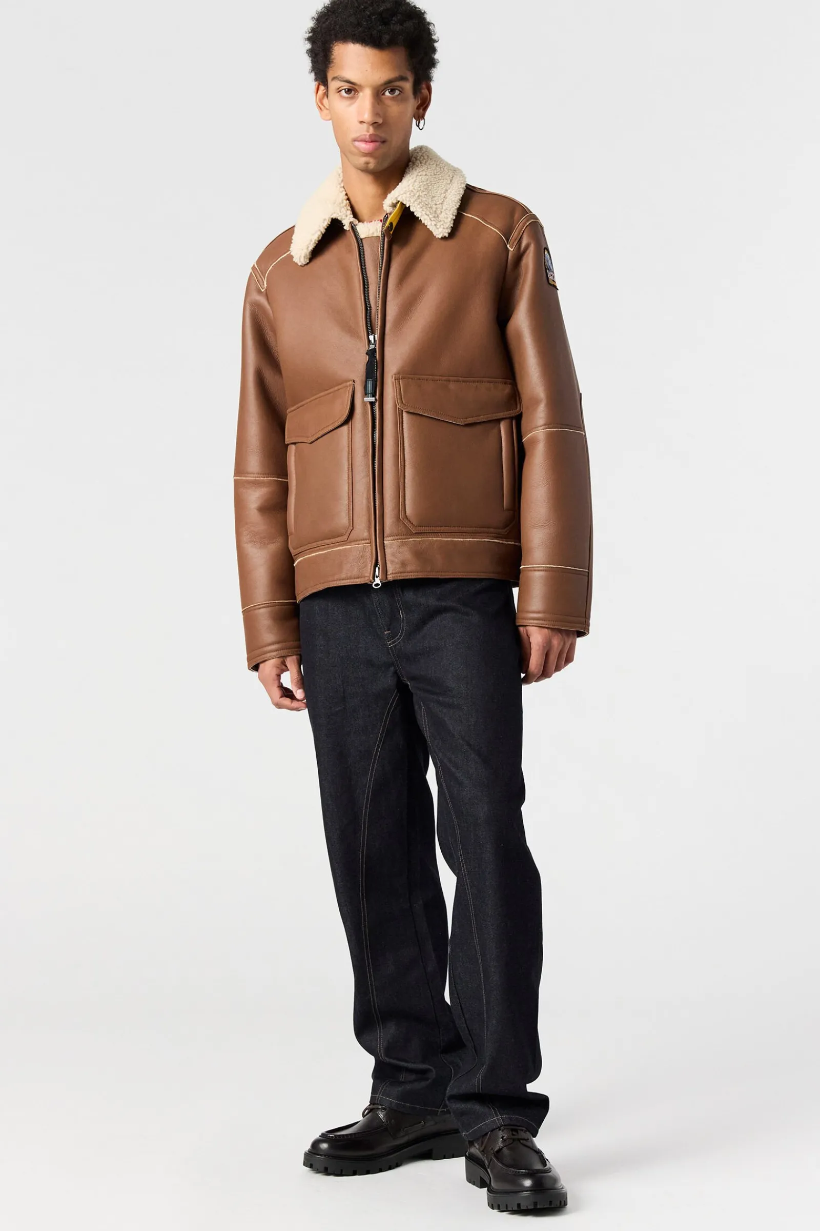 Parajumpers Leren Jasjes|Bomberjacken-RODNEY SPECIAL - LEREN BOMBERJACK CLAY