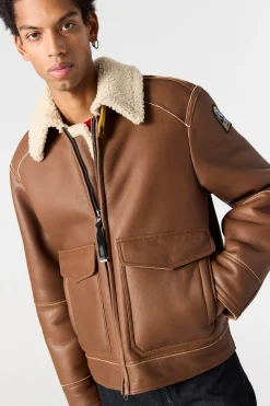 Parajumpers Leren Jasjes|Bomberjacken-RODNEY SPECIAL - LEREN BOMBERJACK CLAY