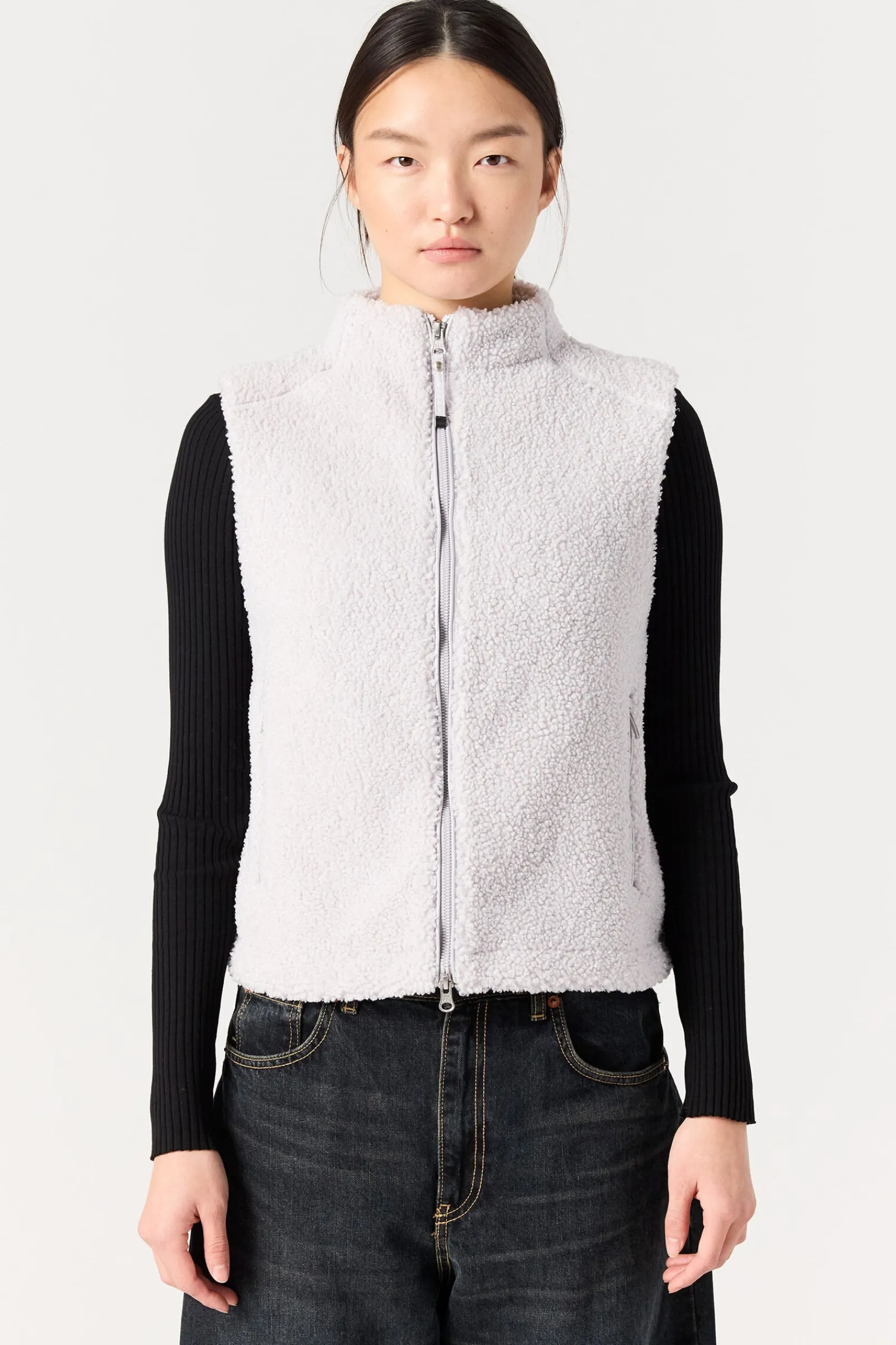 Parajumpers Gilets|Sweaters-VENUS - GILET MET VOLLEDIGE RITS PEARL GREY