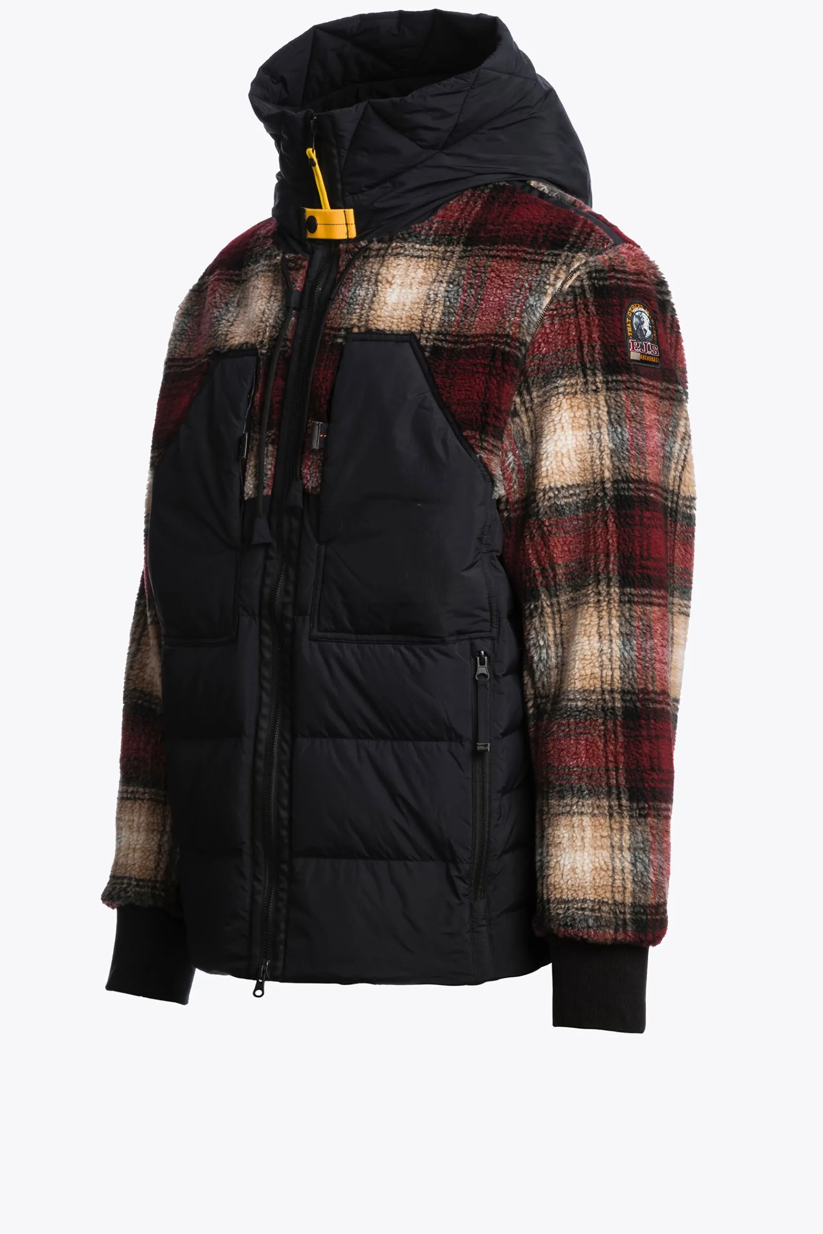 Parajumpers Hybrids|Donsjassen-YOUNG - SWEATER MET CAPUCHON VAN KRULLEND FLEECE RED - BLACK - WHITE - BEIGE