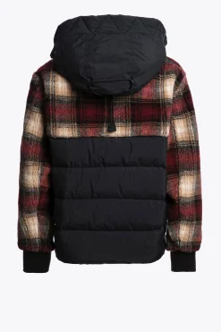Parajumpers Hybrids|Donsjassen-YOUNG - SWEATER MET CAPUCHON VAN KRULLEND FLEECE RED - BLACK - WHITE - BEIGE