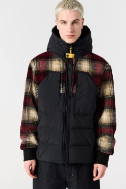 Parajumpers Hybrids|Donsjassen-YOUNG - SWEATER MET CAPUCHON VAN KRULLEND FLEECE RED - BLACK - WHITE - BEIGE