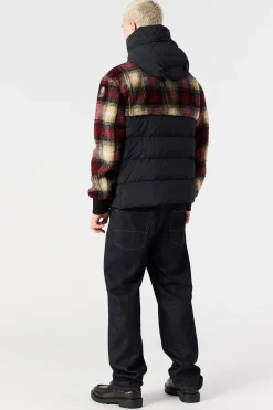 Parajumpers Hybrids|Donsjassen-YOUNG - SWEATER MET CAPUCHON VAN KRULLEND FLEECE RED - BLACK - WHITE - BEIGE
