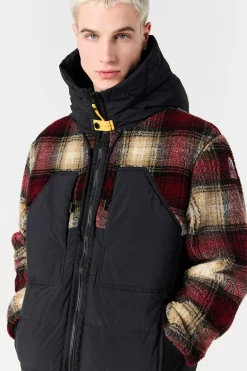 Parajumpers Hybrids|Donsjassen-YOUNG - SWEATER MET CAPUCHON VAN KRULLEND FLEECE RED - BLACK - WHITE - BEIGE